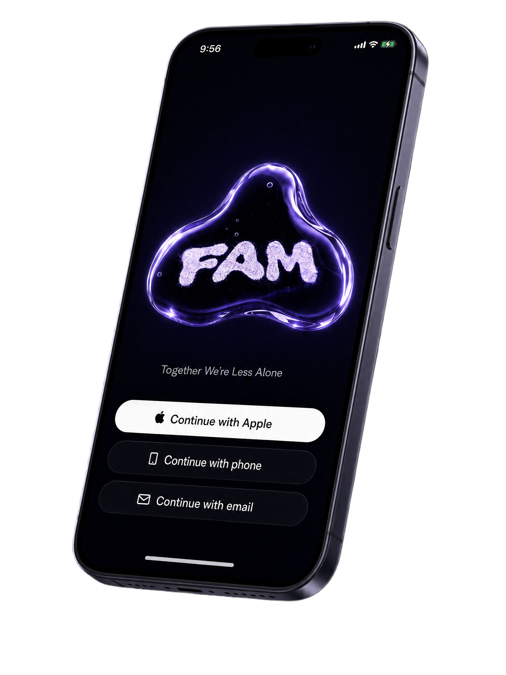 Fam sign-in screen on iPhone